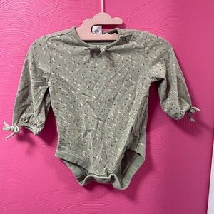 GAP Olive Baby Onesie with Pink Floral Design